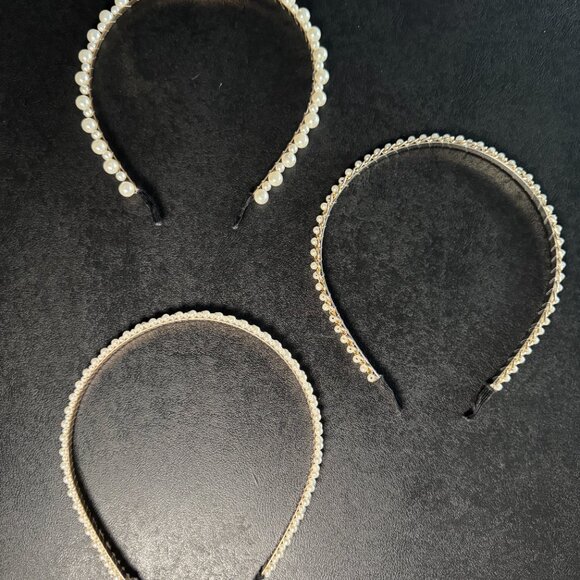 Set of 3 Faux Pearl and gold Beaded Hair Hoop - 358 - Picture 6 of 6
